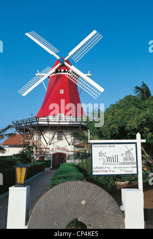 Netherlands Antilles (outside the territory of the Netherlands) - The island of Aruba. Restaurant with a windmill. Stock Photo