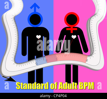 Standard of adult heart beat per minute Stock Photo