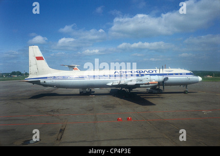 Russia XX century. Eighties - An airplane of the national airline Aeroflot. Stock Photo