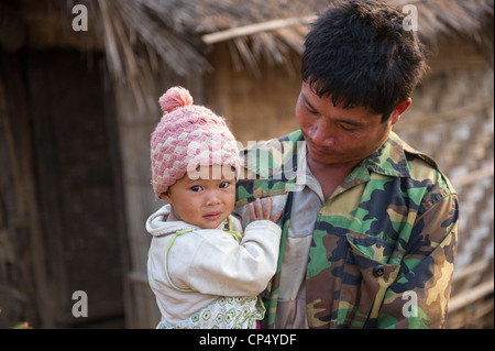 Farmer and child in Taunggyi area of Shan, Myanmar Stock Photo