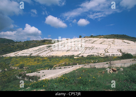 Sicily Gibellina (Tp). I 'Cretti,' created by Burri in 1970 on ruins of village destroyed by earthquake of 1968 Belice Stock Photo