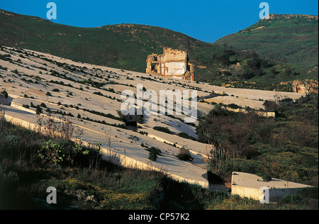 Sicily Gibellina (Tp). I 'Cretti,' created by Burri in 1970 on ruins of village destroyed by earthquake of 1968 Belice Stock Photo