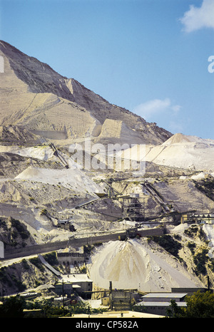 Sicily Aeolian Islands Lipari Island among reeds and Aquacalda PROCESSING OF PUMICE Stock Photo