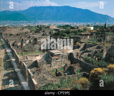 excavations at Pompeii (UNESCO World Heritage List, 1997), from Tower of Mercury, Campania. Roman Civilisation, 1st Century. Stock Photo