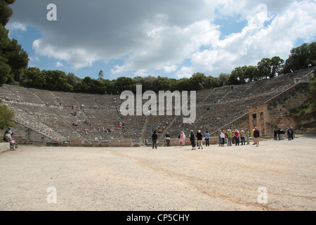 The Ancient Theatre at Epidauros built circa 350 BC is one of the best preserved Greek theatres Stock Photo