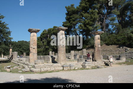 The Temple of Hera (also known as Heraion) was destroyed by an earthquake in the early 4th century AD, and never rebuilt. Stock Photo
