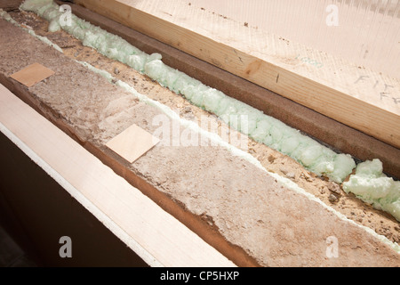 Thermal wall insulation in a passivhaus in Grayrigg, Kendal, UK. Stock Photo