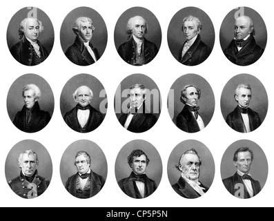 Presidents of the United States of America from 1797 to 1865 Stock Photo