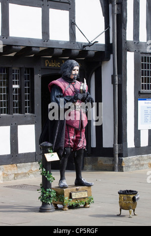 A Mime Artist and Busker on the streets of Stratford Upon Avon England on the River Avon Stock Photo