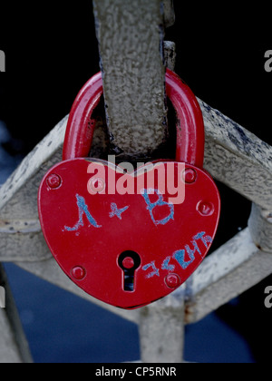 Heart shaped love lock Stock Photo