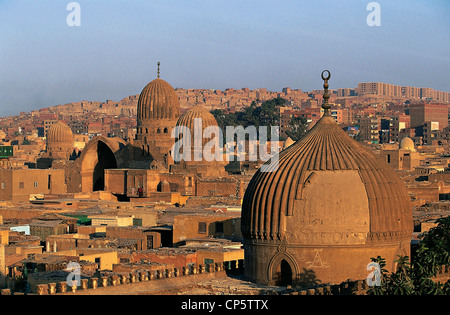 Egypt - Cairo - City of the Dead, view with the tombs of the caliphs. Stock Photo