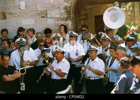 Umbria - Spello (Pg). Corpus Christi procession, the town band. Stock Photo