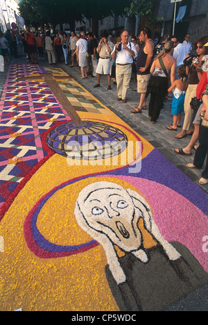 Umbria - Spello (Pg). Flower Festival of Corpus Christi. Stock Photo