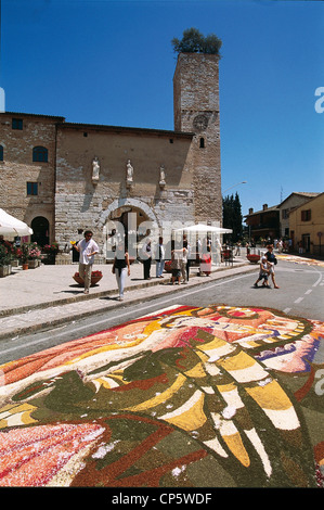 Umbria - Spello (Pg). Flower Festival of Corpus Christi. Stock Photo