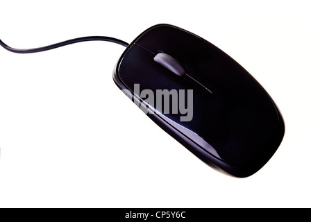 Wired computer mouse on a white background. Stock Photo