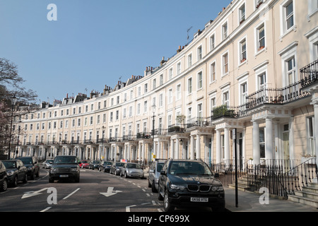 General view along Royal Crescent W11 in the Royal Borough of Kensington and Chelsea, London, UK.  March 2012 Stock Photo