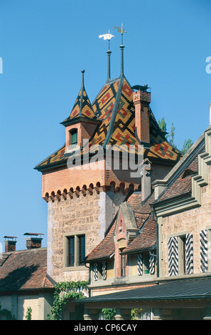 Switzerland - Canton of Bern - Oberhofen. The castle. Stock Photo