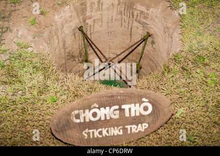 A sticking booby trap at Ben Dinh, Cu Chi, near Ho Chi Minh City, (Saigon), Vietnam Stock Photo