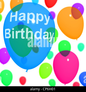 Multicolored Balloons Illustrate Celebrating A Birthday Stock Photo