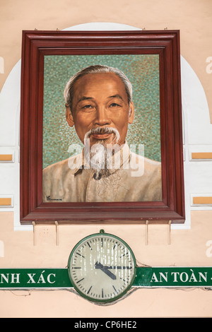 Portrait of Ho Chi Minh inside the Central Post Office, Ho Chi Minh City, (Saigon), Vietnam Stock Photo