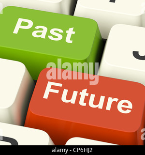Past And Future Keys Shows Evolution Aging Or Progress Stock Photo