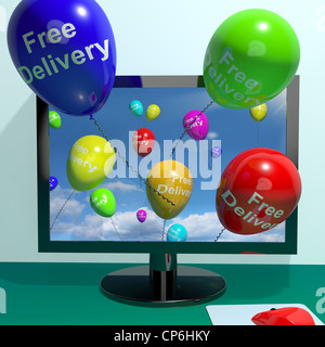 Free Delivery Balloons From Computer Shows No Charge Or Gratis To Deliver Stock Photo