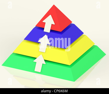 Pyramid With Up Arrows Showing Growth Or Progression Stock Photo