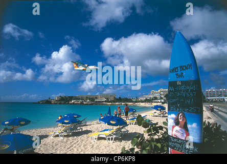 Netherlands Antilles (outside territory of Netherlands) Sint Maarten. Sunset Beach, beach near Princess Juliana International Stock Photo