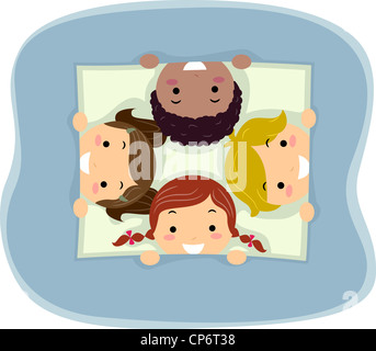 Illustration of Kids Taking a Peek Stock Photo