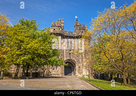 Lancaster Castle main entrance. A former prison and courthouse famous for witch trials and hangings. Stock Photo