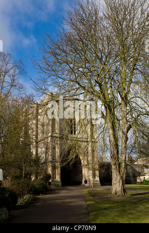 The 14thC rebuilt Abbey Gate, Bury St Edmunds, Suffolk. Taken from inside the Abbey garden. Stock Photo