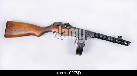 WW11 Russian  PPsH 1941 machine gun with drum magazine Stock Photo