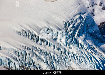 Aerial view of a glacier detail, Coastal Mountain Range north of Haines, Southeast Alaska, Summer Stock Photo