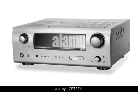 Hi-Tech AV receiver isolated on white background. Clipping Path Stock Photo
