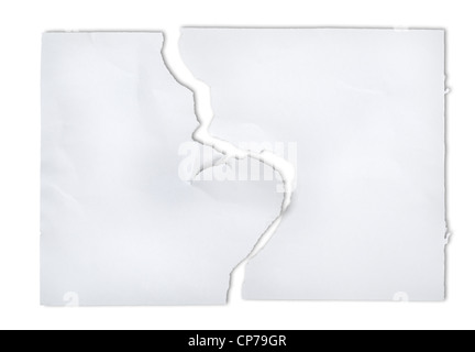 Torn piece of old Paper ready to accept any message. Clipping Path Stock Photo