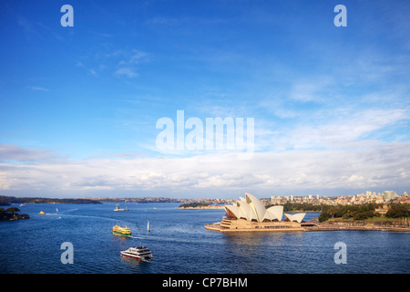 Sydney Opera House and Harbour viewed from Sydney Harbour Bridge Stock Photo