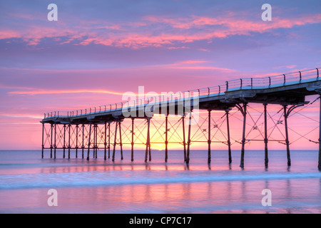 The pier at Saltburn-by-the-Sea, North Yorkshire, at dawn. Stock Photo