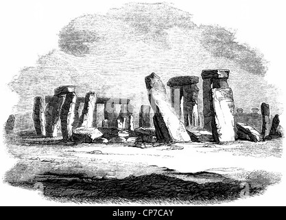 Vintage engraving of Stonehenge with white background Stock Photo - Alamy