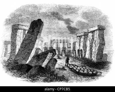 Vintage engraving of Stonehenge with white background Stock Photo - Alamy