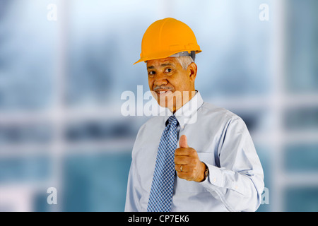 Senior minority construction worker on the job site Stock Photo