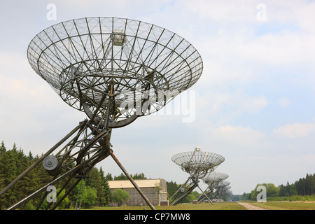 Parabolic radio antennas at Westerbork in the Netherlands. Westerbork Synthesis Radio Telescope (WSRT) Stock Photo