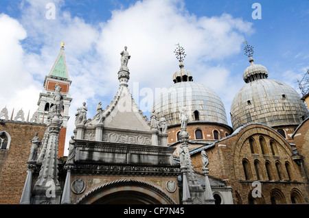 Close up of the tower and domes of the basilica of San Marco - sestiere San Marco, Venice - Italy Stock Photo