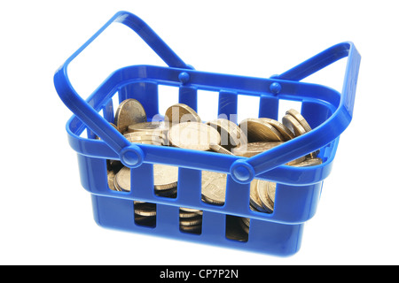 Basket of Coins Stock Photo