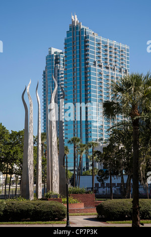 Sticks of Fire sculpture, University of Tampa Campus, Tampa, FL, USA Stock Photo