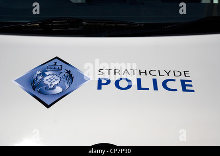 strathclyde police logo on the bonnet of a vehicle Scotland UK Stock Photo