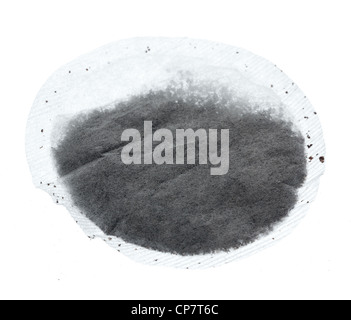 Round preforated tea bags full of english tea Stock Photo