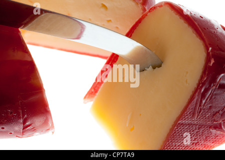 Block Of Dutch Edam Cheese Covered In Red Rind Close Up Stock Photo Alamy