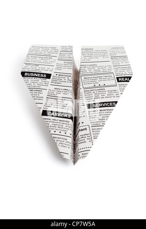 Newspaper Airplane, Classified Ad, business concept. Stock Photo