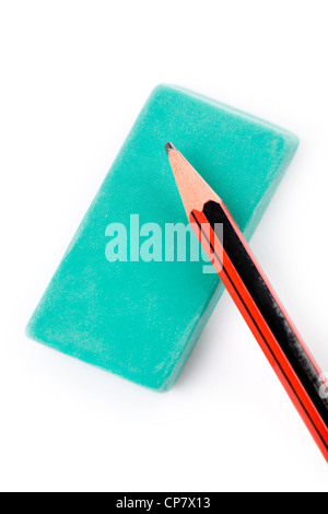 pencil eraser with white background Stock Photo