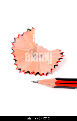 Pencil Shavings with white background Stock Photo